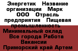 Энергетик › Название организации ­ Марк 4, ООО › Отрасль предприятия ­ Пищевая промышленность › Минимальный оклад ­ 1 - Все города Работа » Вакансии   . Приморский край,Артем г.